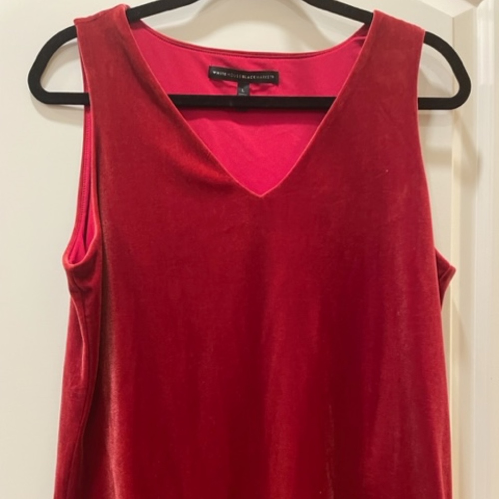 White House Black Market - Red/Wine Velvet V Neck Sleeveless Blouse